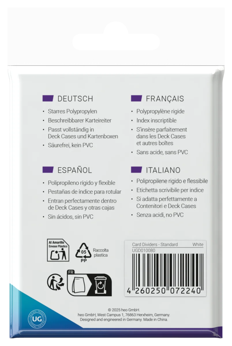 Ultimate Guard Card Dividers Standard Size (10) - White