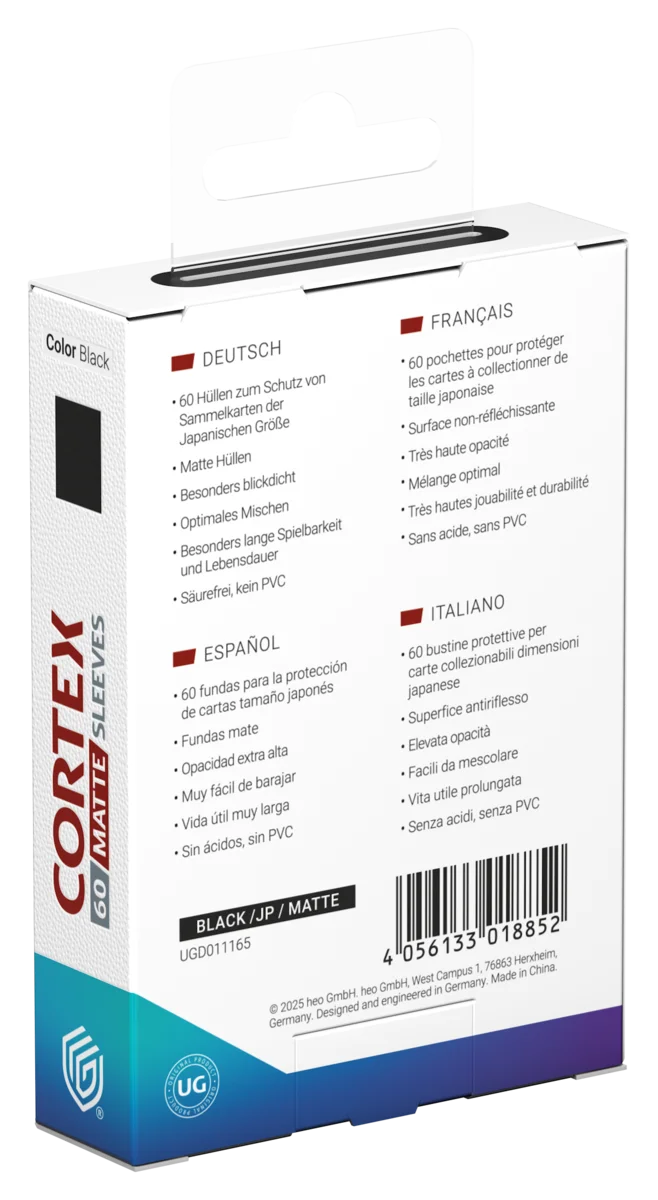 Ultimate Guard Cortex Sleeves Matte Japanese Size (60) - Black