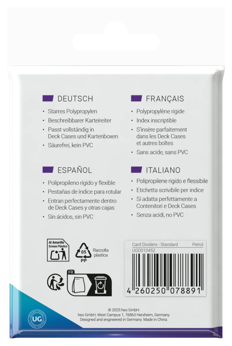 Ultimate Guard Card Dividers Standard Size (10) - Petrol