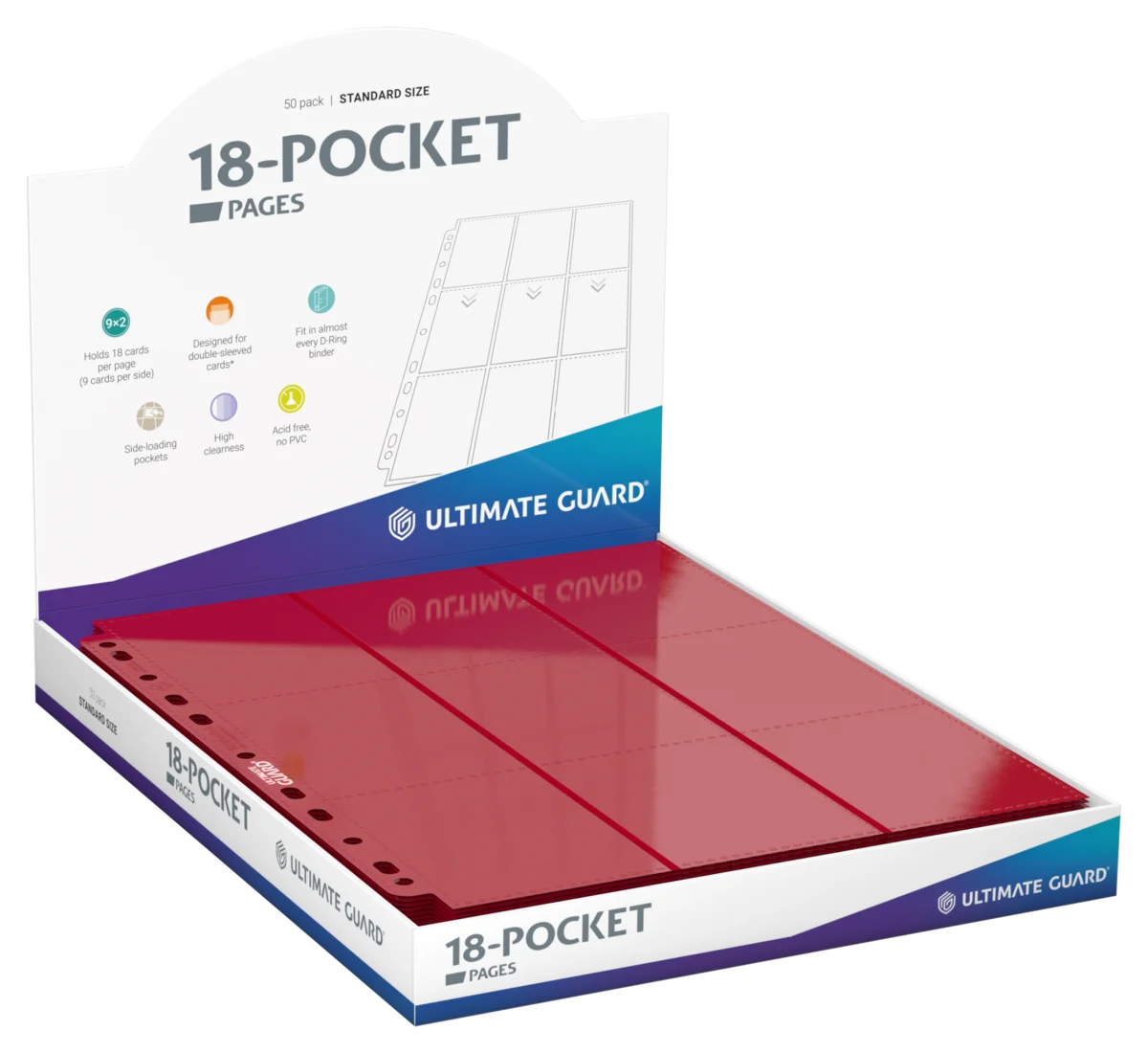 Ultimate Guard 18-Pocket Pages Side-Loading (50) - Red Ultimate Guard 18-Pocket Pages Side-Loading (50) - Red