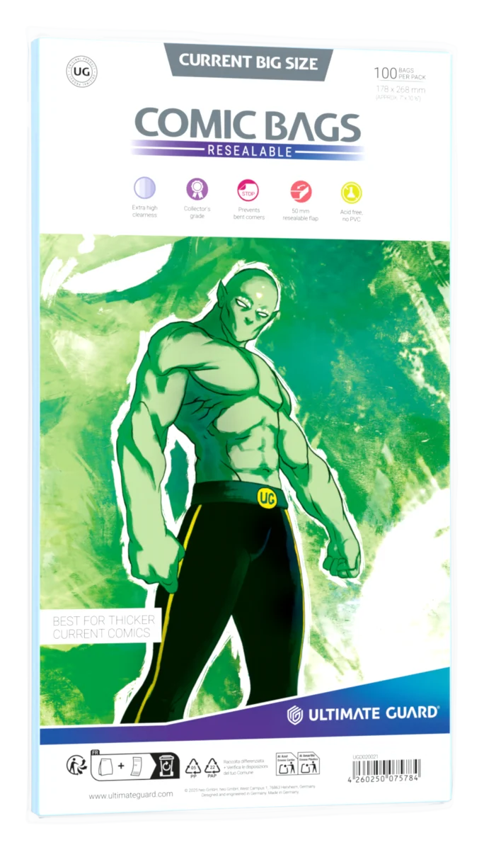 Ultimate Guard Comic Bags Resealable (100) - Current Big Size