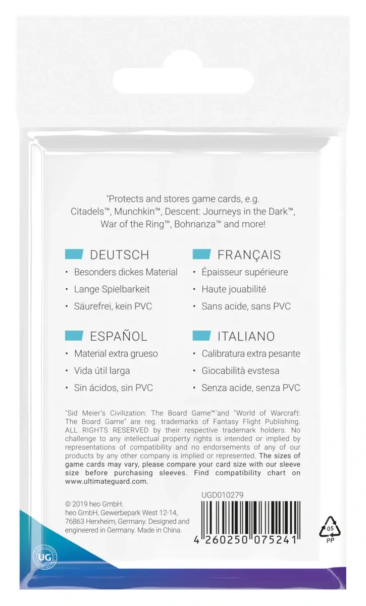 Ultimate Guard Board Game Sleeves Standard American