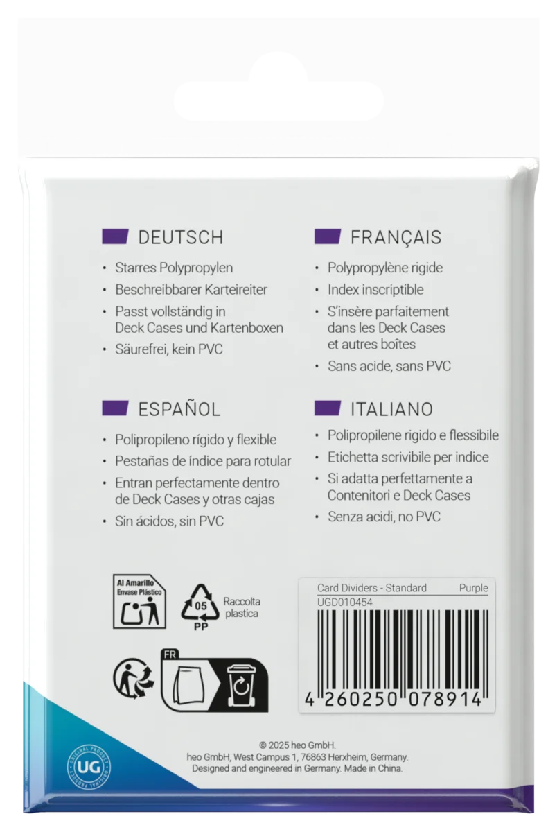 Ultimate Guard Card Dividers Standard Size (10) - Purple