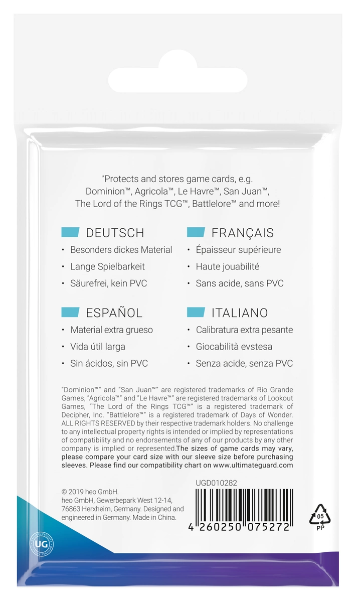 Ultimate Guard Board Game Sleeves Standard European
