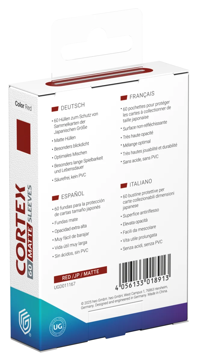 Ultimate Guard Cortex Sleeves Matte Japanese Size (60) - Red